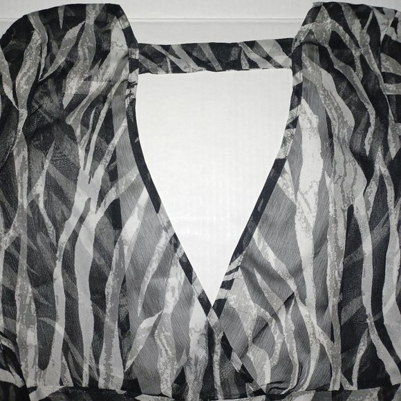Emerald Tops - EMERALD LONG SLEEVE SHEER ZEBRA PRINT TOP
